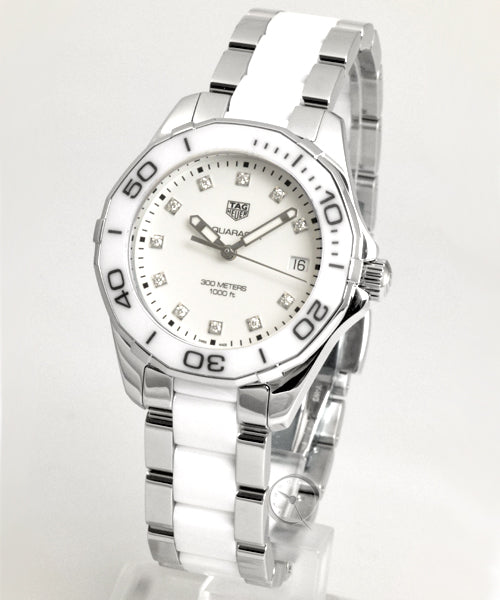 Tag Heuer Aquaracer Diamonds White Dial Two Tone Steel Strap Watch for Women - WAY131D.BA0914