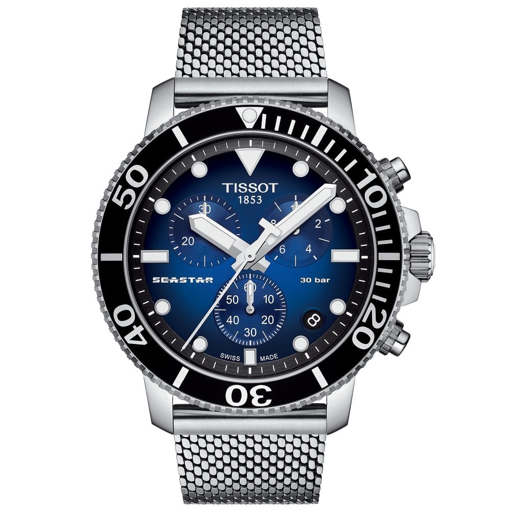 Orologio Tissot Seastar 1000 Chronograph da uomo blu graduato T1204171104102