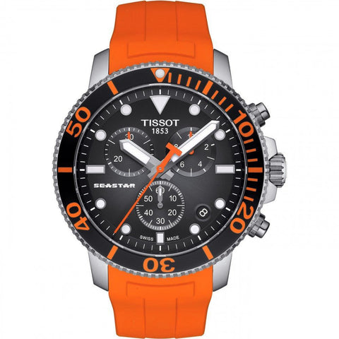 Orologio cronografo Tissot SEASTAR 1000 arancione T1204171705101