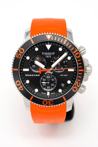 Orologio cronografo Tissot SEASTAR 1000 arancione T1204171705101