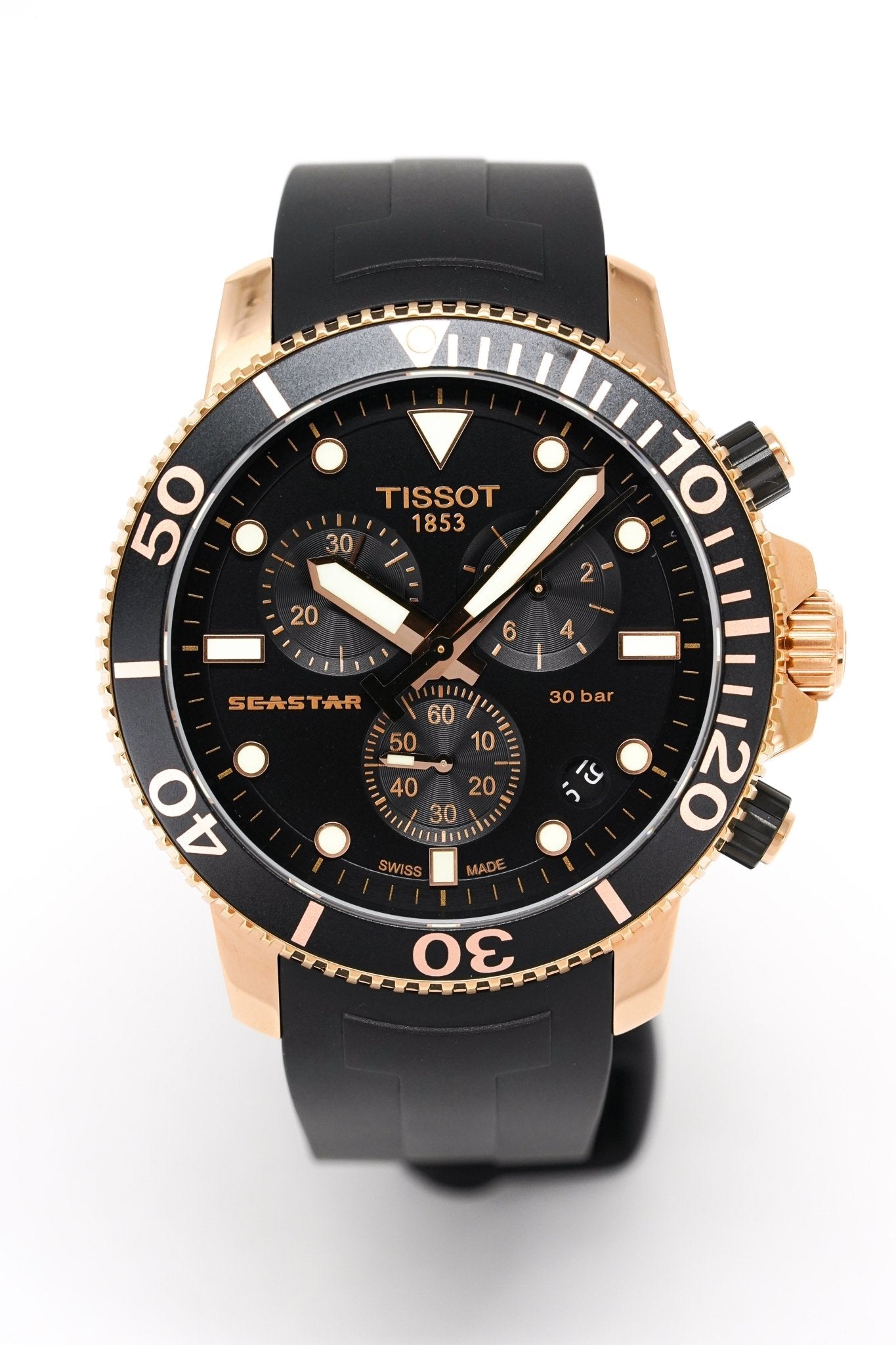 Tissot Chronograph Watch SEASTAR 1000 Rose Gold T1204173705100