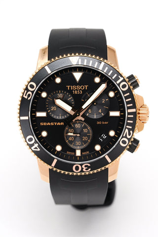 Tissot Chronograph Watch SEASTAR 1000 Rose Gold T1204173705100