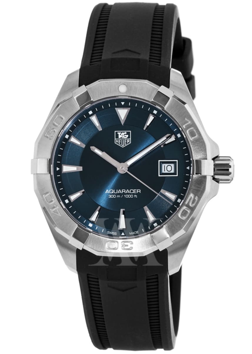 Tag Heuer Aquaracer Caliber blaues Zifferblatt schwarzes Gummiband Uhr für M