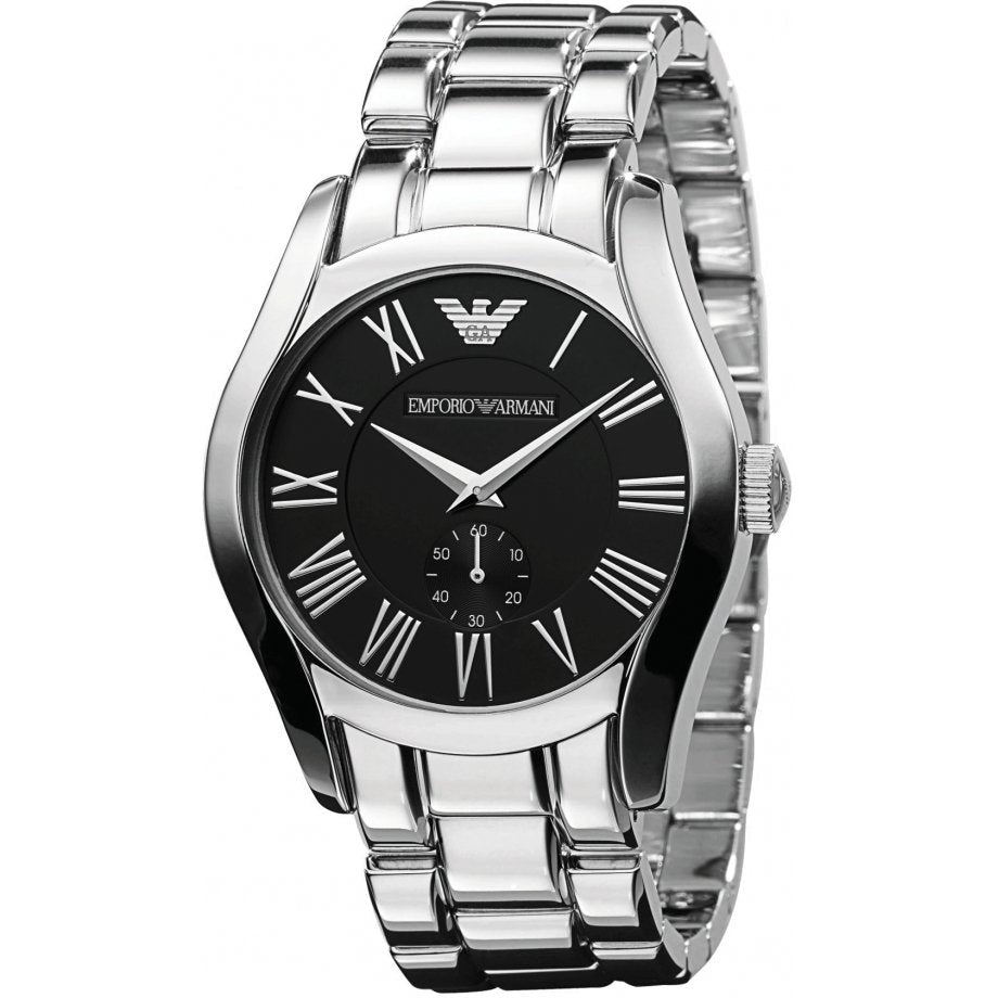 Emporio Armani AR0680 Men's Valente Black Dial Stainless Steel Watch