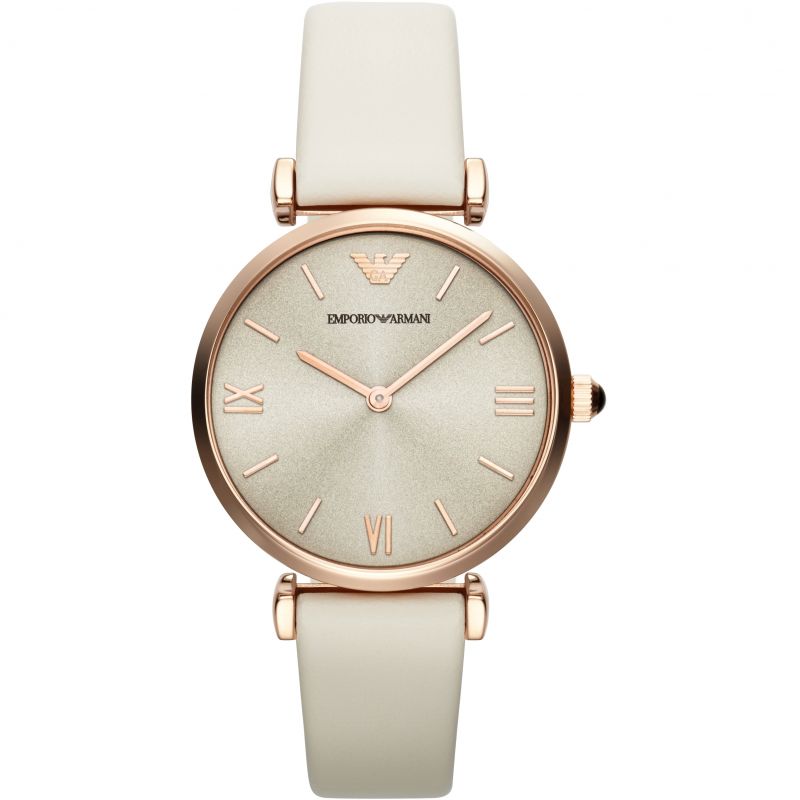 Emporio Armani AR1769 Ladies Automatic Gianni T-Bar Cream Watch