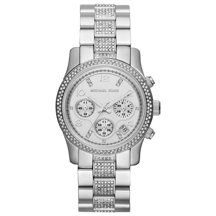 Michael Kors – MK5825 – Runway – Glitzernde Damenuhr in Silber