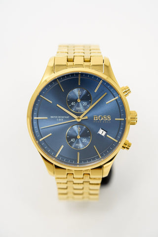 Hugo Boss Herrenuhr Associate Gelbgold Blau HB1513841