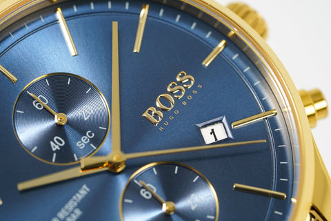 Hugo Boss Herrenuhr Associate Gelbgold Blau HB1513841