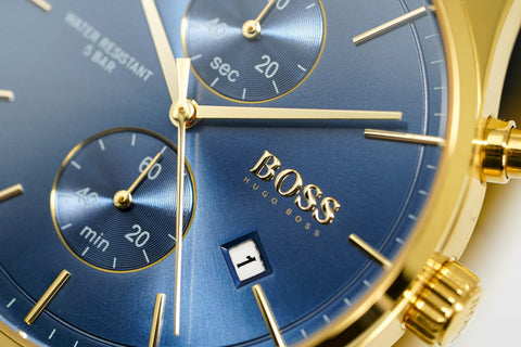 Hugo Boss Herrenuhr Associate Gelbgold Blau HB1513841