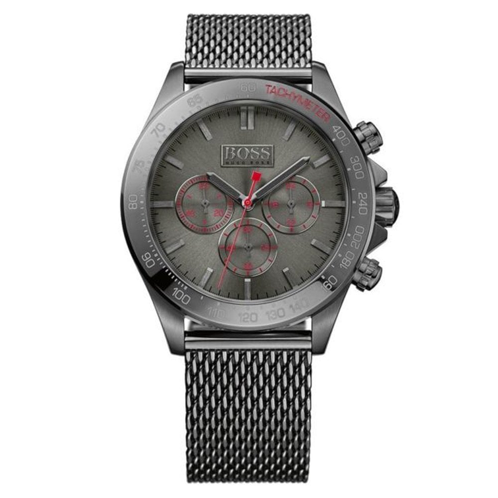 Hugo Boss Herrenuhr Chronograph Ikon Grau Mesh HB1513443