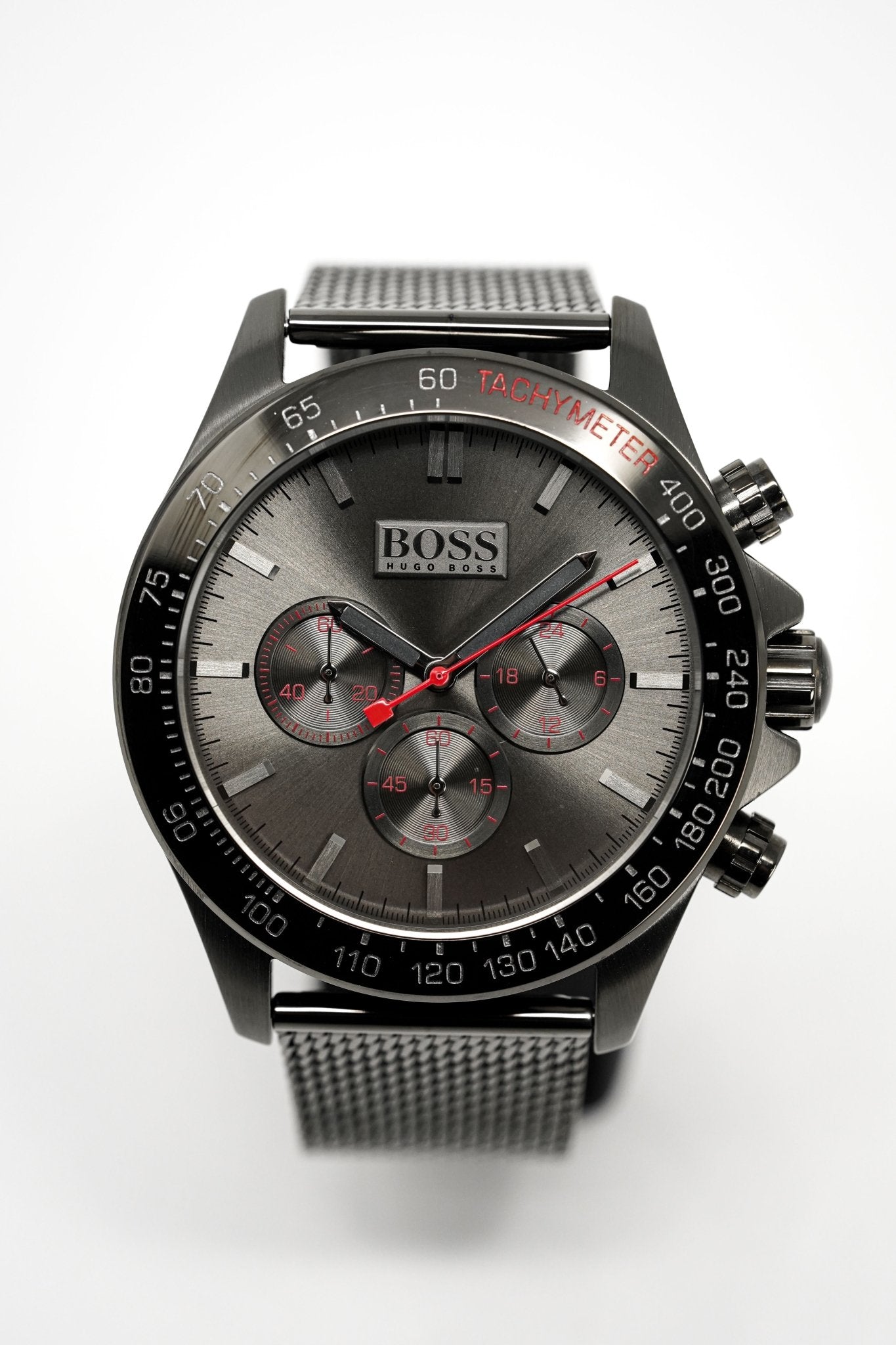 Hugo Boss Herrenuhr Chronograph Ikon Grau Mesh HB1513443