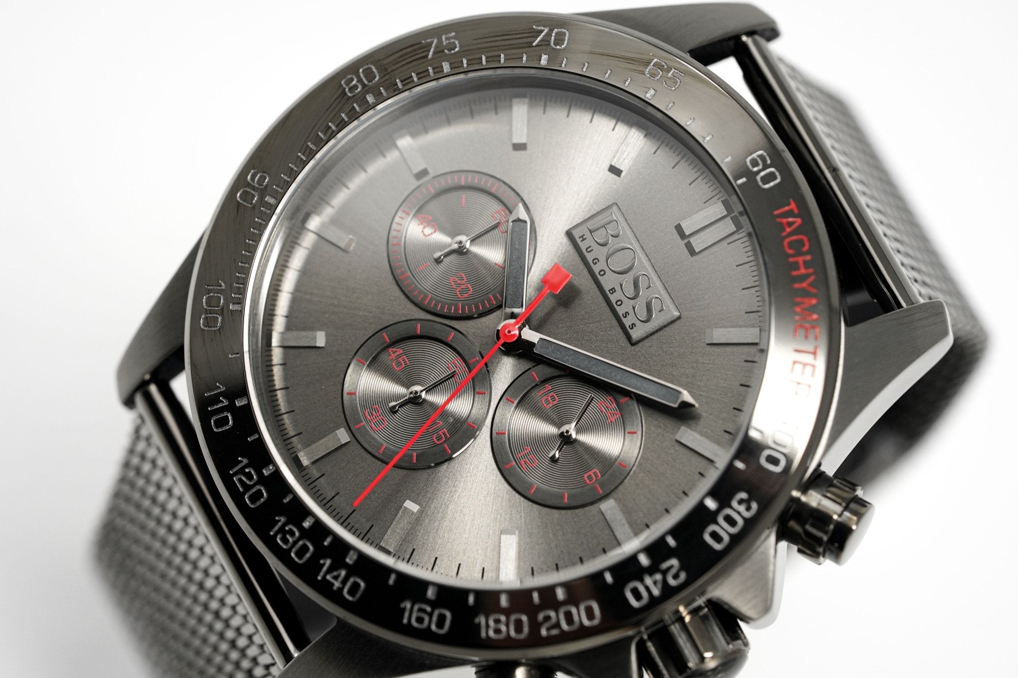 Hugo Boss Herrenuhr Chronograph Ikon Grau Mesh HB1513443