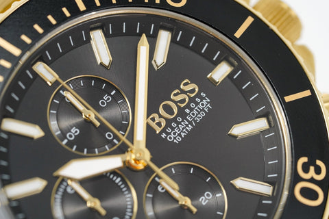 Hugo Boss Herren-Armbanduhr Chronograph Ocean Edition Gold HB1513703