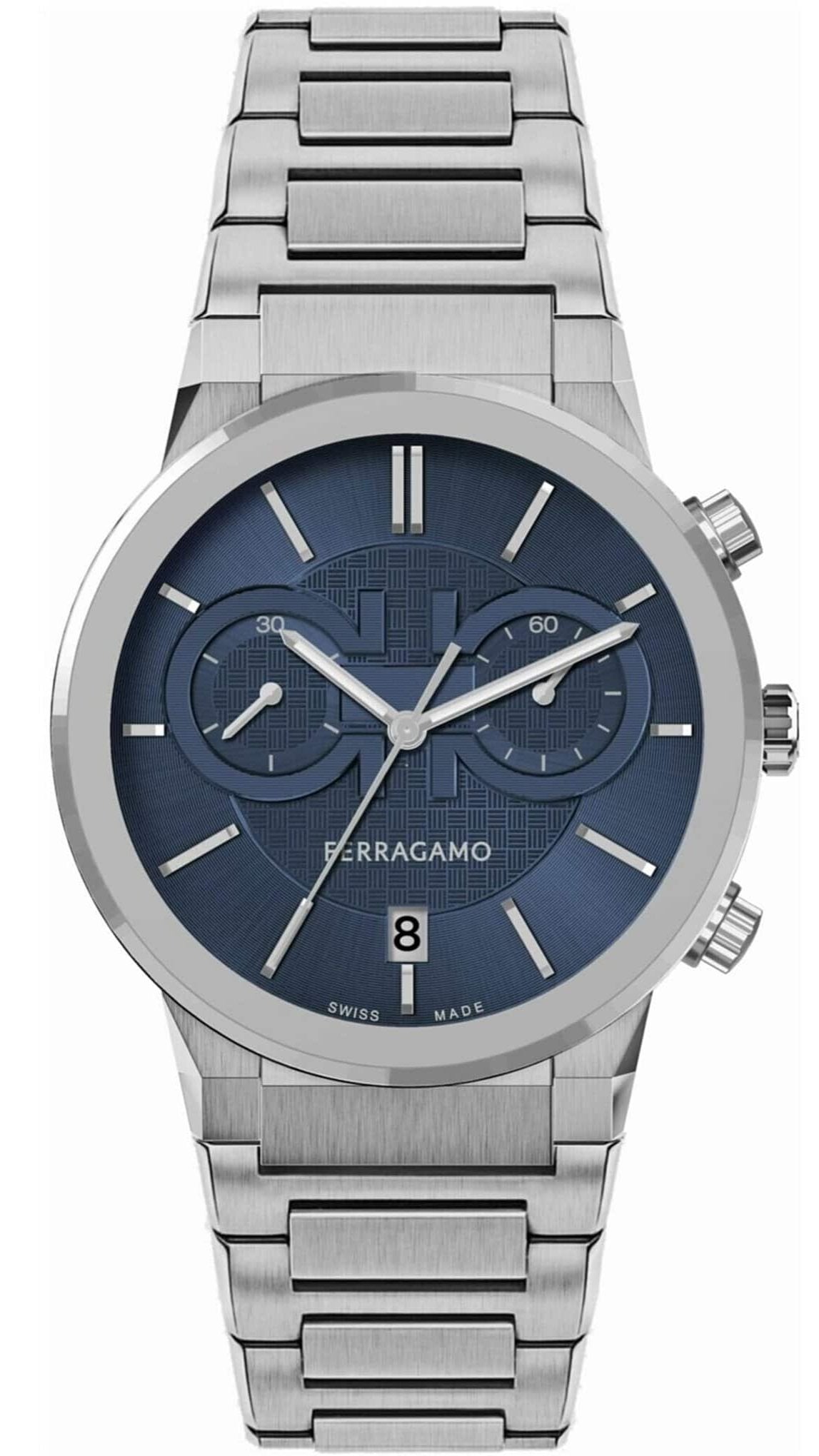Salvatore Ferragamo Sapphire Chrono Blue Dial Silver Steel Strap Watch For Men Sfme01123