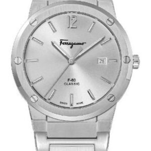Salvatore Ferragamo F 80 Classic Silver Dial Silver Steel Strap Watch For Men Sfdt02223