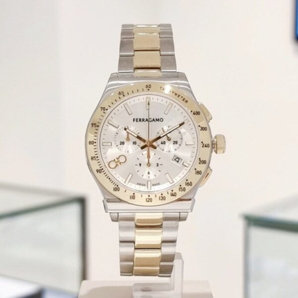 Salvatore Ferragamo 1927 Chrono Horloge met zilveren wijzerplaat en tweekleurige stalen band voor heren Sfkz00523 - alternate view