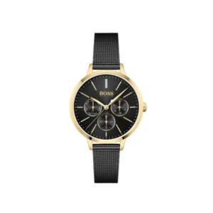 Hugo Boss Womens 1502601 Symphony Gold Tone And Black Mesh Bracelet Watch