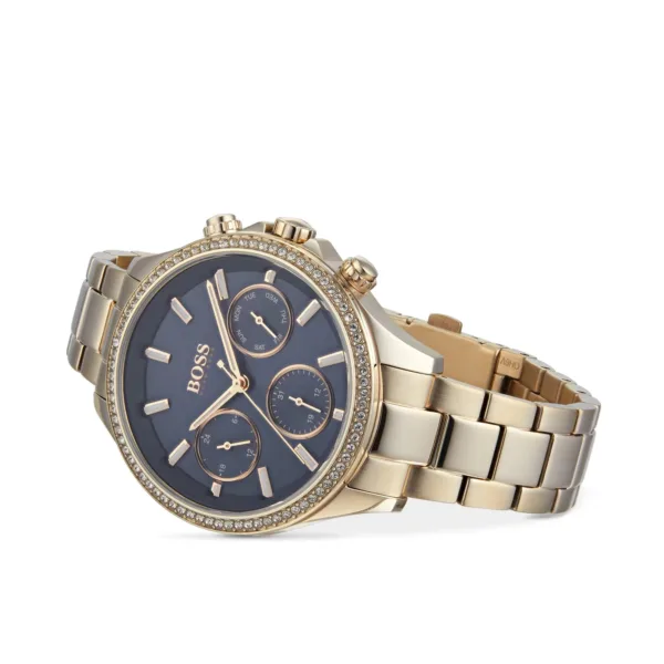 Hugo Boss Womens 1502566 Pandora Gold Tone Stainless Steel Watch With Blue Dial - alternate view