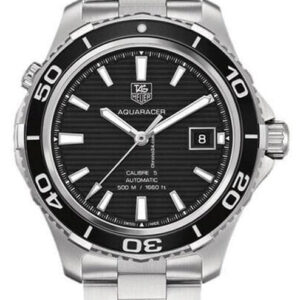 Tag Heuer Aquaracer Caliber 5 Automatic Black Dial Silver Steel Strap Watch For Men Wak2110 Ba0830