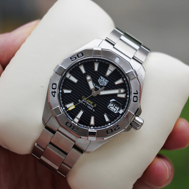 Tag Heuer Aquaracer Automatic Caliber 5 Black Dial Silver Steel Strap Watch For Men Wbd2110 Ba0928 - Image 3