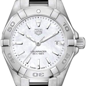 Tag Heuer Aquaracer Quartz Mother Of Pearl White Dial Silver Steel Strap Watch For Women Wbd1411 Ba0741