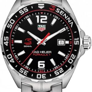 Tag Heuer Formula 1 Quartz Senna Limited Edition Black Dial Silver Steel Strap Watch For Men Waz1012 Ba0883