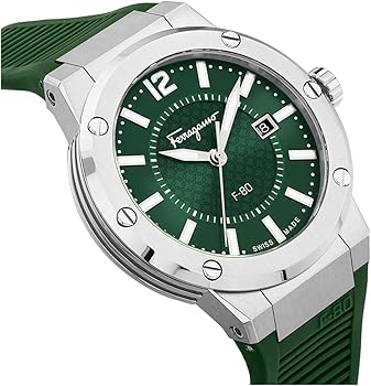 Salvatore Ferragamo F 80 Green Dial Green Rubber Strap Watch For Men Sfhy02722 - alternate view