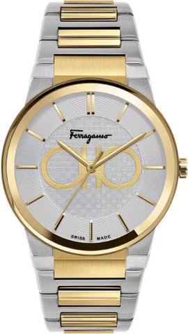 Salvatore Ferragamo Sapphire Silver Dial Two Tone Steel Strap Watch For Men Sfhp00520