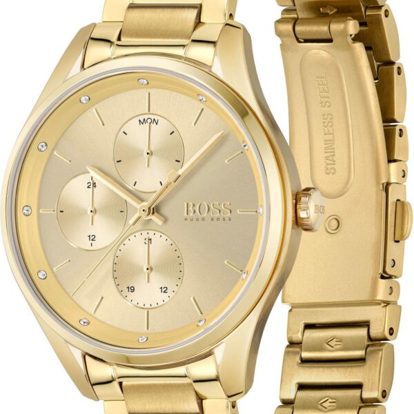 Hugo Boss Womens 1502584 Grand Course Quartz Gold Tone Stainless Steel Watch