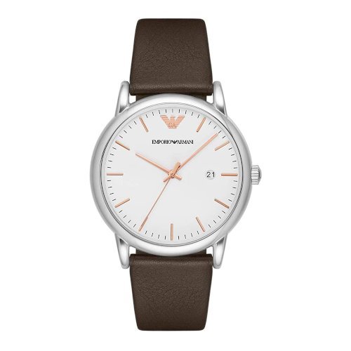Emporio Armani Herren White Dial Brown Leather Strap Watch For Men Ar11103 - alternate view