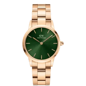 Daniel Wellington Ladies Rose Gold Iconic Link Emerald Watch Dw00100421