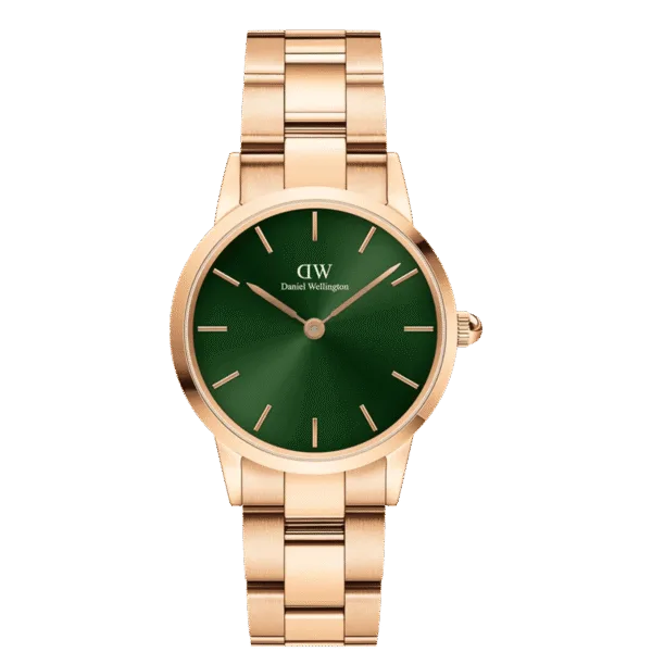 Daniel Wellington Ladies Rose Gold Iconic Link Emerald Watch Dw00100421