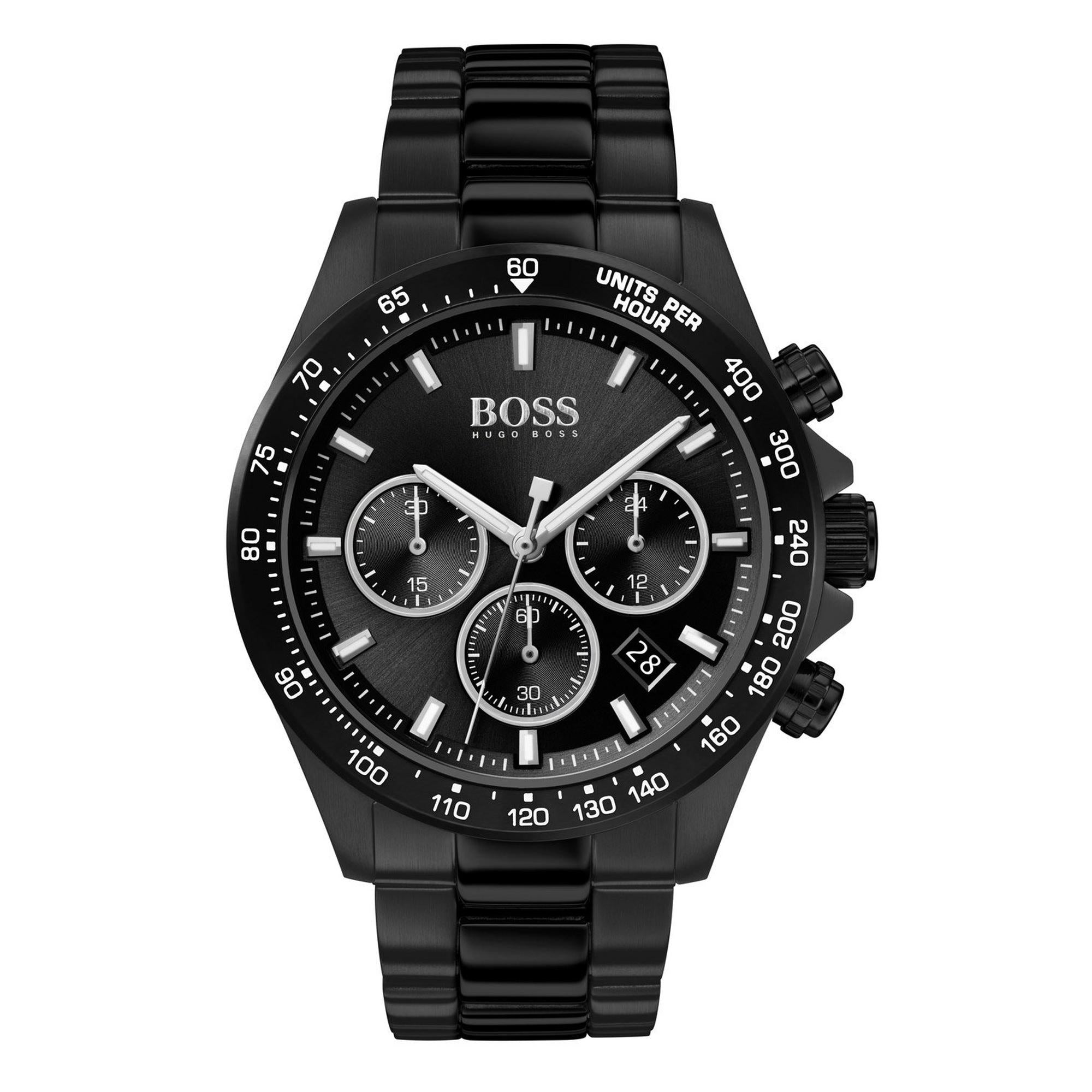 Hugo Boss Mens 1513754 Hero Chronograph Black Stainless Steel Watch