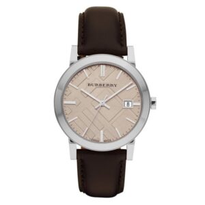 Burberry Mens Watch The City Check Champagne Brown Bu9011