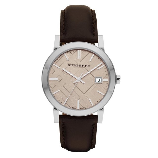 Burberry Mens Watch The City Check Champagne Brown Bu9011