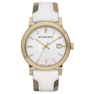 Burberry Watch The City Check Stamped White Gold Pvd Bu9015