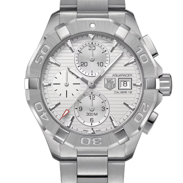 Tag Heuer Aquaracer Automatic Chronograph White Dial Silver Steel Strap Watch For Men Cay2111 Ba0927 - alternate view