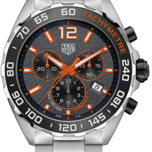 Tag Heuer Formula 1 Chronograph Ceramic Black Dial Silver Steel Strap Watch For Men Caz101ah Ba0842