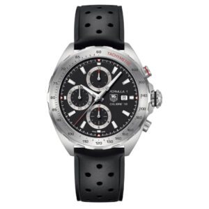 Tag Heuer Formula 1 Chronograph 43mm Automatic Mens Watch Stainless Steel Case With Black Rubber Strap Black Dial