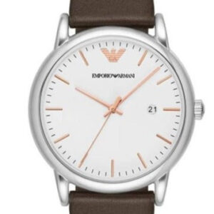 Emporio Armani Herren White Dial Brown Leather Strap Watch For Men Ar11103