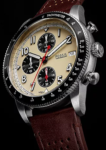 Fossil Sport Tourer Chronograph Brown Leather Strap Cream Dial Men S Watch Fs6042 - Image 5