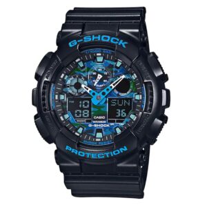 Casio G Shock Watch Mens Blue Camo Ga 100cb 1adr