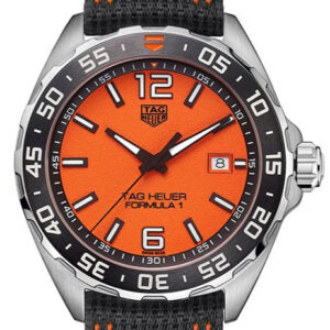 Tag Heuer Formula 1 Quartz Orange Dial Black Nylon Strap Watch For Men Waz101a Fc8305
