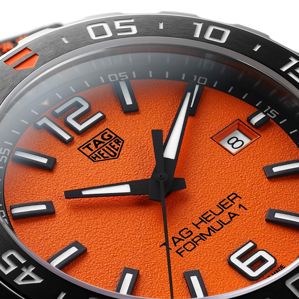 Tag Heuer Formula 1 Quartz Orange Dial Black Nylon Strap Watch For Men Waz101a Fc8305 - Image 4
