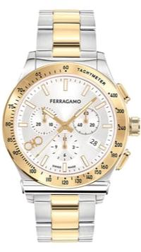Salvatore Ferragamo 1927 Chrono Silver Dial Two Tone Steel Strap Watch For Men Sfkz00523