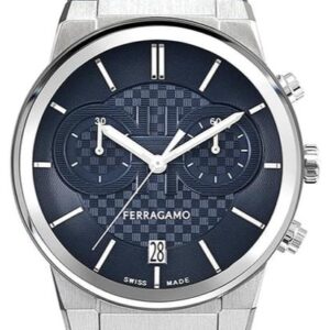 Salvatore Ferragamo Sapphire Chrono Blue Dial Blue Rubber Strap Watch For Men Sfme00923
