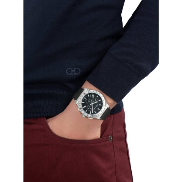 Salvatore Ferragamo 1927 Chrono Analog Horloge met Zwarte Wijzerplaat en Zwarte Lederen Band voor Heren Sfkz00123 - alternate view