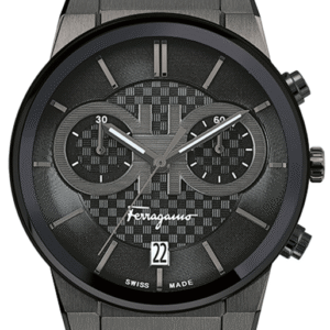 Salvatore Ferragamo Sapphire Chrono Black Dial Black Rubber Strap Watch For Men Sfme00621