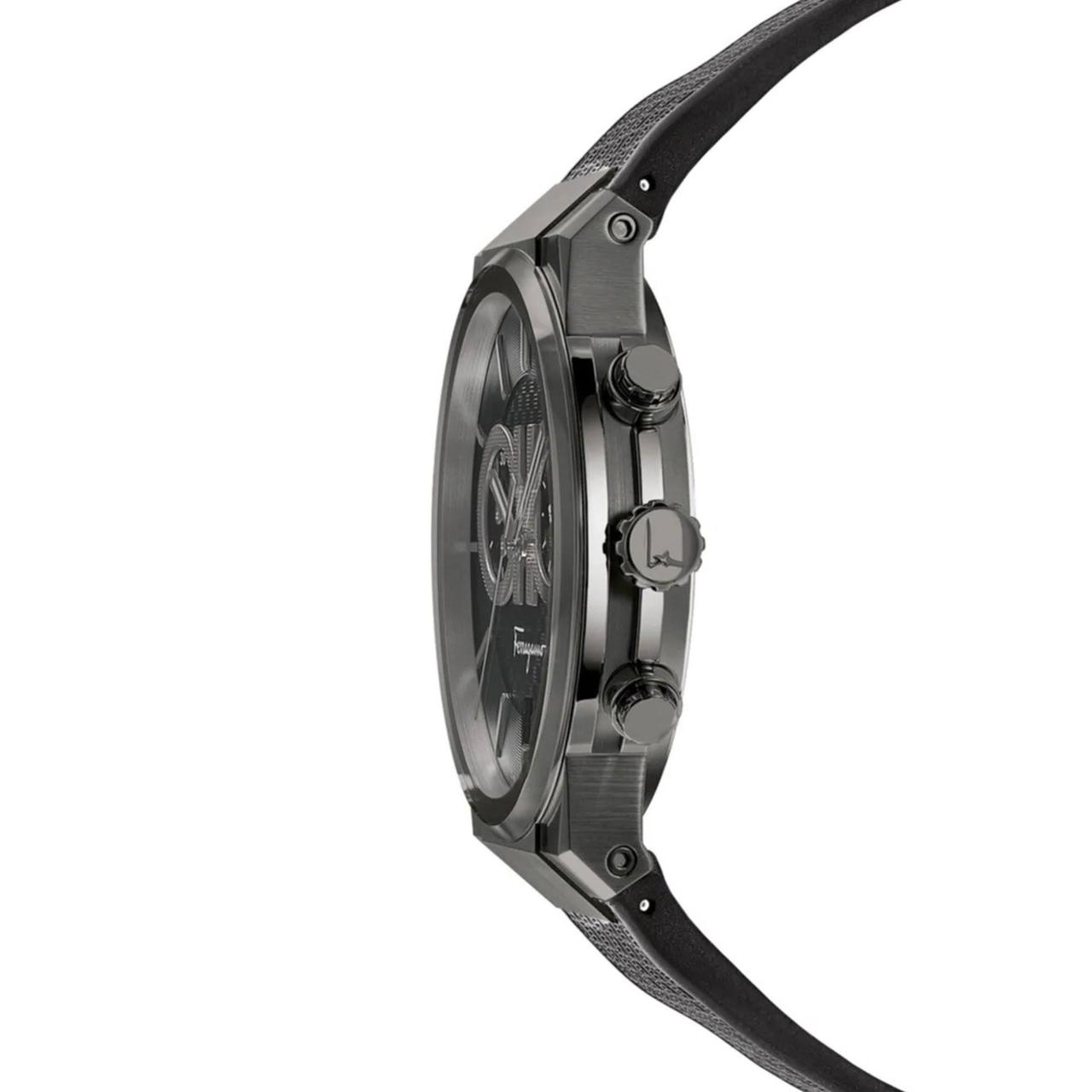 Salvatore Ferragamo Sapphire Chrono Black Dial Black Rubber Strap Watch For Men Sfme00621 - Image 6
