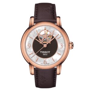 Tissot Ladies Automatic Watch Heart Flower 35mm Powermatic 80 Brown T0502073711704